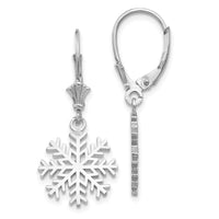 14K White Gold Snowflake Leverback Earrings-TF1802W