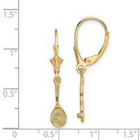14K Polished Tennis Racquet w/ Ball Leverback Earrings-TF1803
