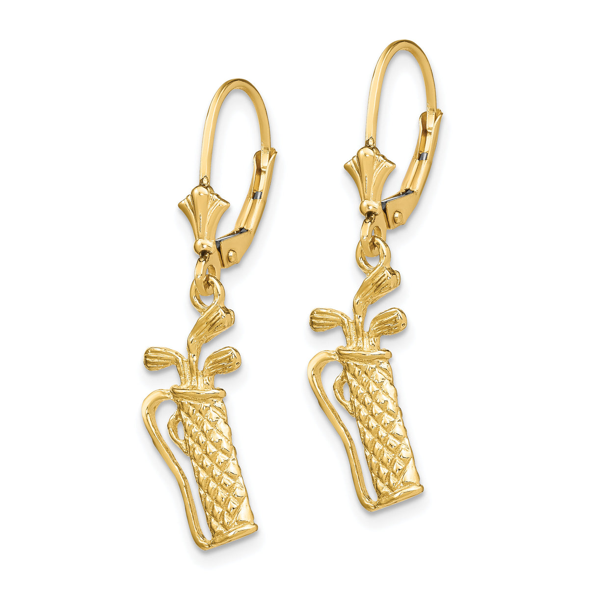 14K Textured Golf Bag Leverback Earrings-TF1804
