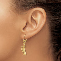 14K Textured Golf Bag Leverback Earrings-TF1804