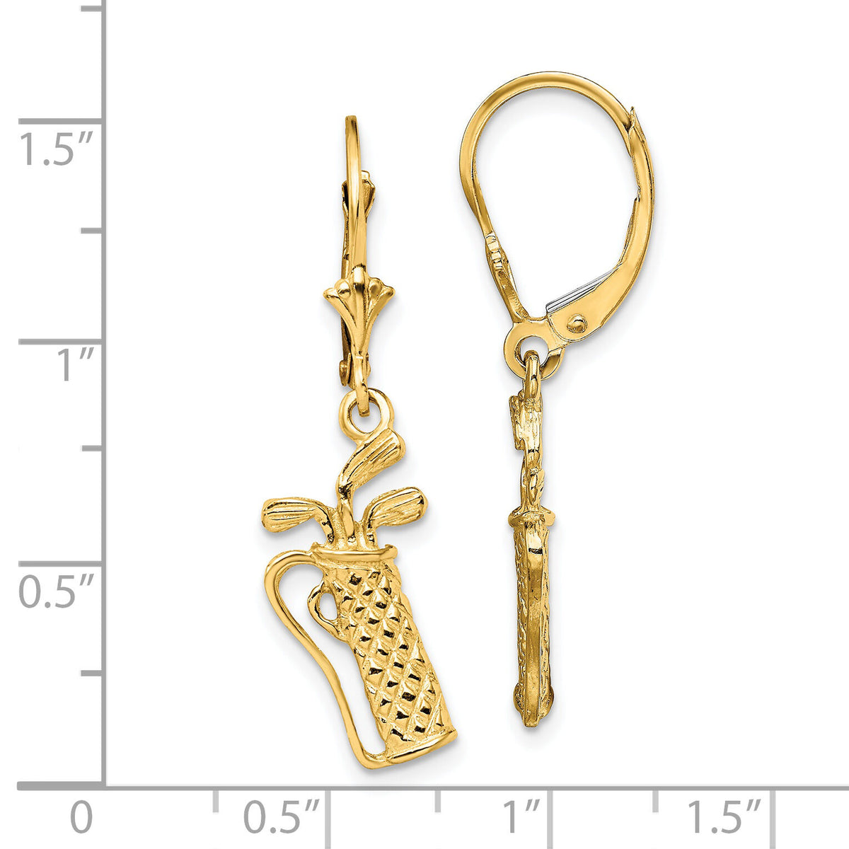 14K Textured Golf Bag Leverback Earrings-TF1804