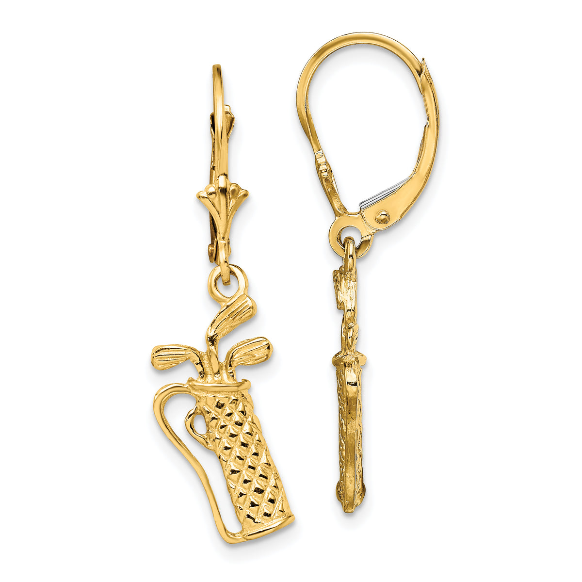 14K Textured Golf Bag Leverback Earrings-TF1804