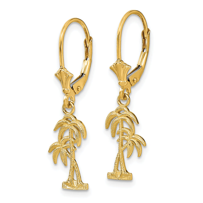 14K Palm Tree Leverback Earrings-TF1807