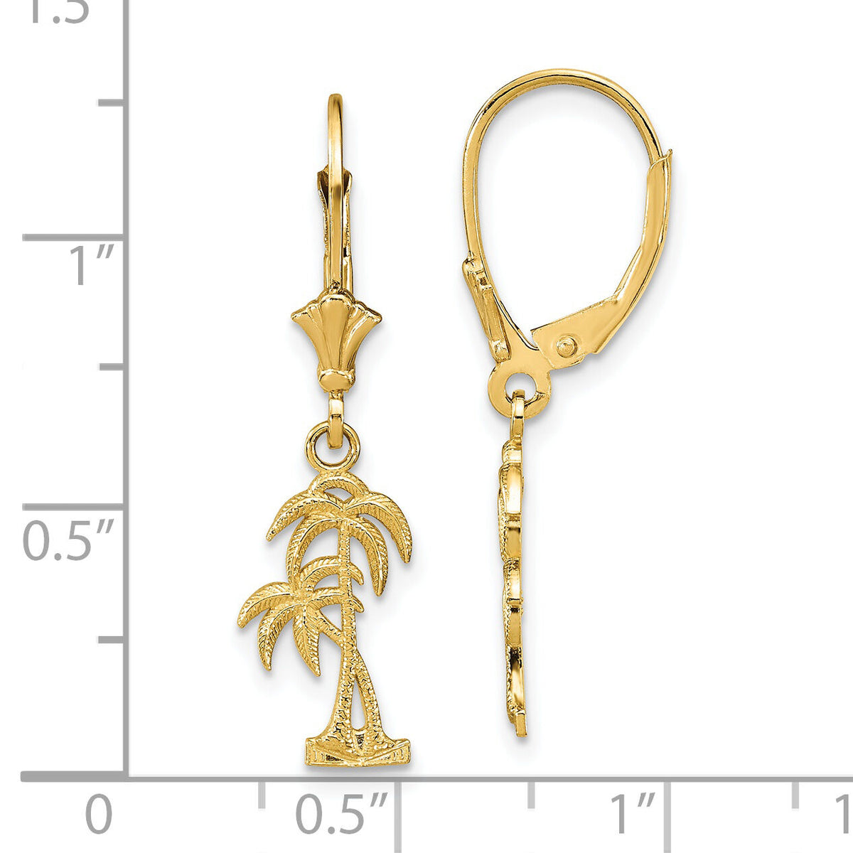 14K Palm Tree Leverback Earrings-TF1807