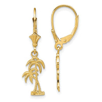 14K Palm Tree Leverback Earrings-TF1807