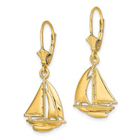 14K  3D Polished Sailboat Leverback Earrings-TF1808