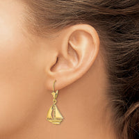 14K  3D Polished Sailboat Leverback Earrings-TF1808