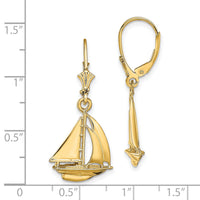 14K  3D Polished Sailboat Leverback Earrings-TF1808