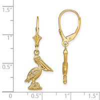 14K 3-D Pelican Standing Leverback Earrings-TF1810