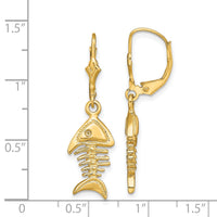 14K 3-D Fishbone Leverback Earrings-TF1812