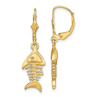 14K 3-D Fishbone Leverback Earrings-TF1812