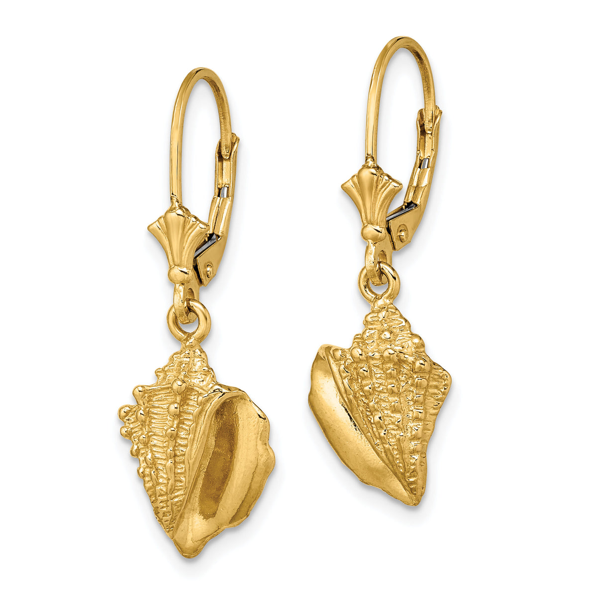 14K Conch Shell Leverback Earrings-TF1815