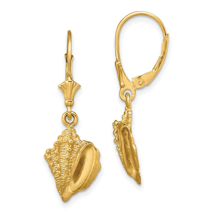 14K Conch Shell Leverback Earrings-TF1815