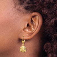 14K Polished Sand Dollar Leverback Earrings-TF1816