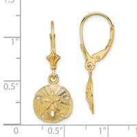 14K Polished Sand Dollar Leverback Earrings-TF1816