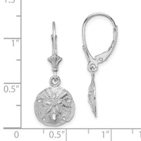 14K White Gold Polished Sand Dollar Leverback Earrings-TF1816W