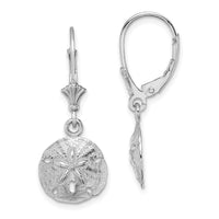 14K White Gold Polished Sand Dollar Leverback Earrings-TF1816W