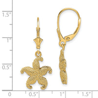 14K 2-D Puffed Starfish Leverback Earrings-TF1817