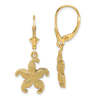 14K 2-D Puffed Starfish Leverback Earrings-TF1817