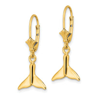 14K Small Whale Tail Leverback Earrings-TF1821