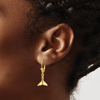 14K Small Whale Tail Leverback Earrings-TF1821