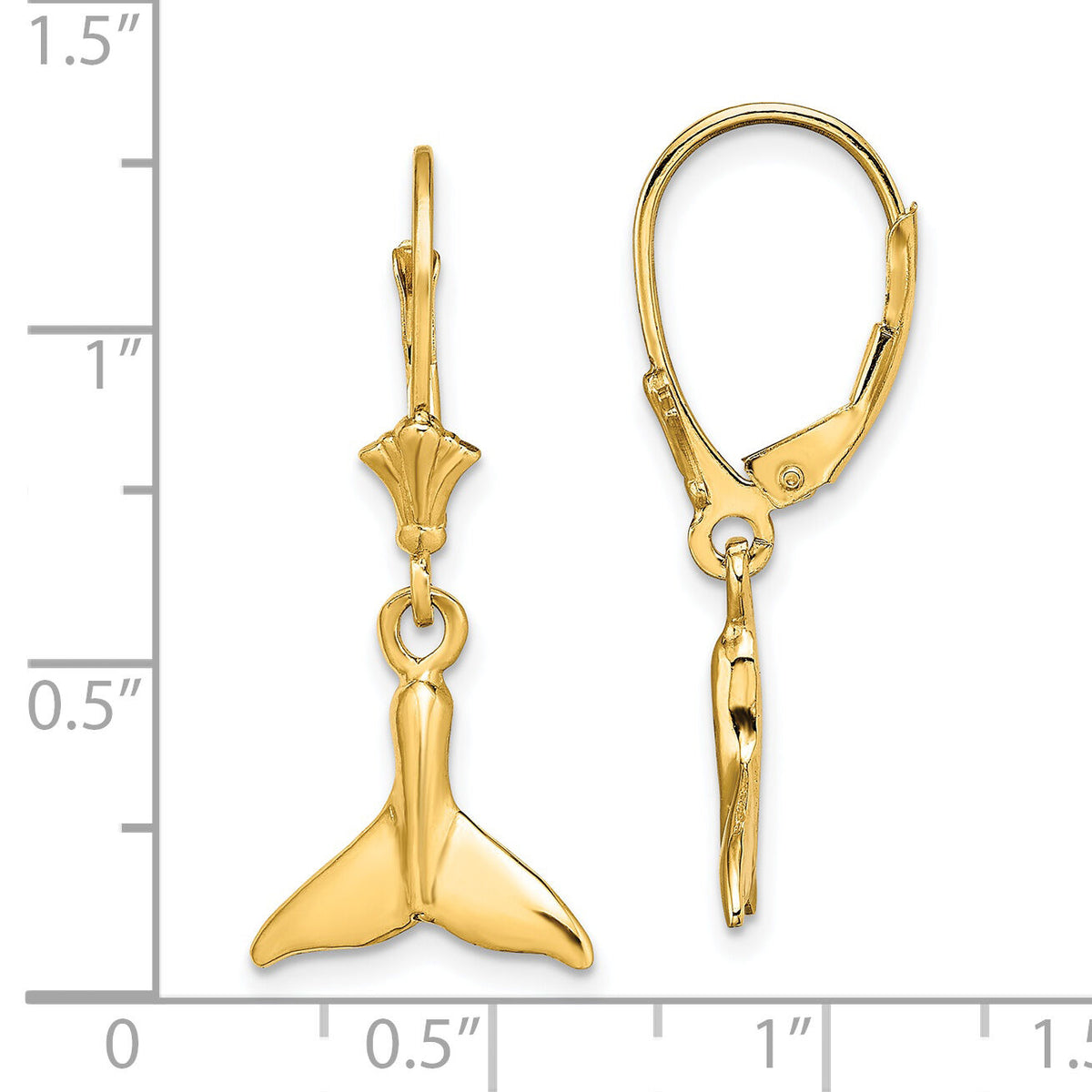 14K Small Whale Tail Leverback Earrings-TF1821