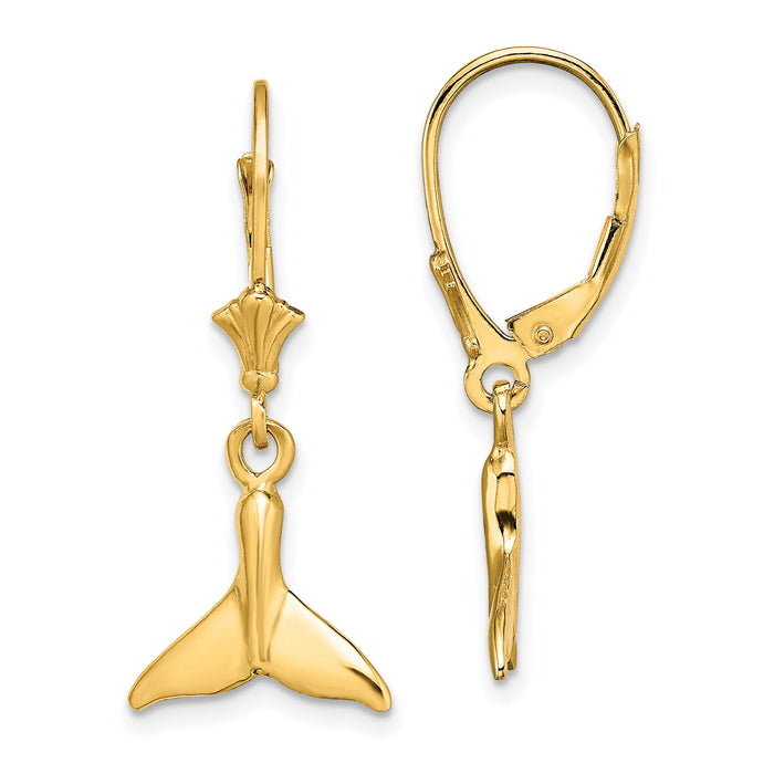 14K Small Whale Tail Leverback Earrings-TF1821