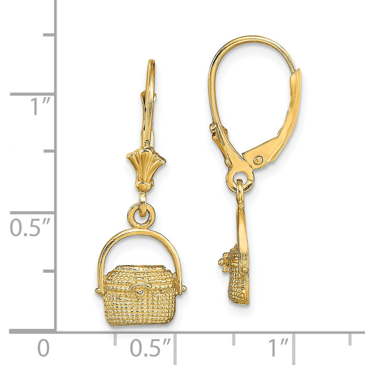 14K Nantucket Basket Leverback Earrings-TF1824