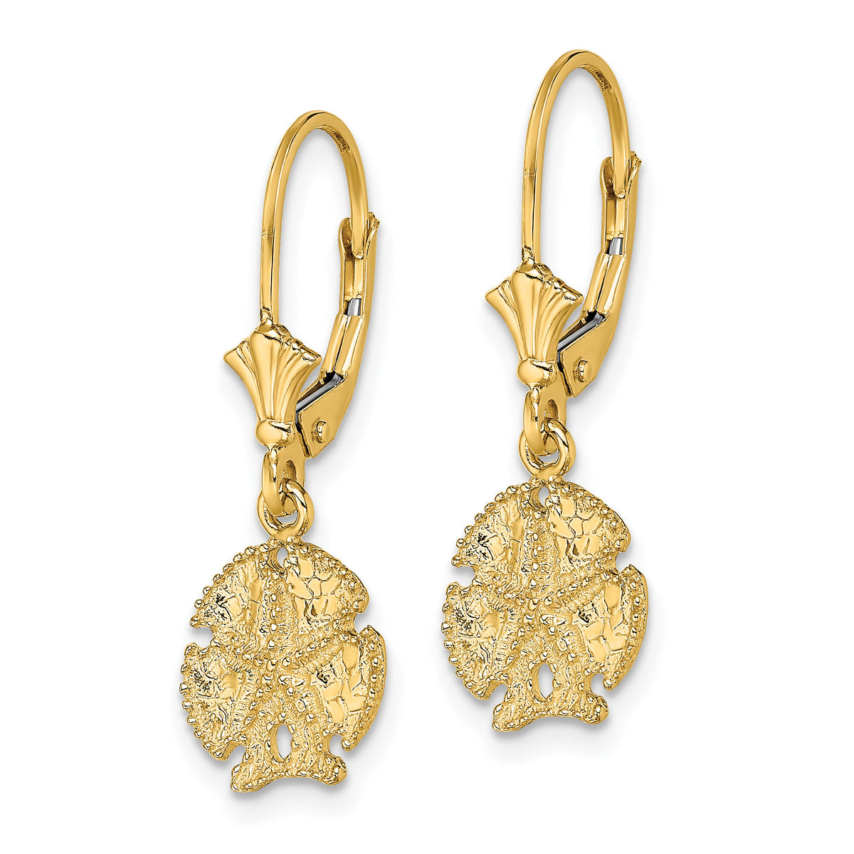 14K Sand Dollar W/Star Leverback Earrings-TF1826