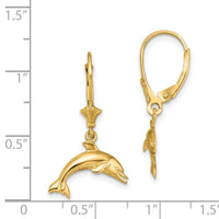 14K Jumping Dolphin Leverback Earrings-TF1828
