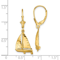 14K 3-D Sailboat Leverback Earrings-TF1832