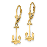 14K Polished Navy Anchor Leverback Earrings-TF1833