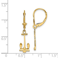 14K Polished Navy Anchor Leverback Earrings-TF1833