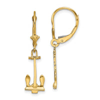 14K Polished Navy Anchor Leverback Earrings-TF1833