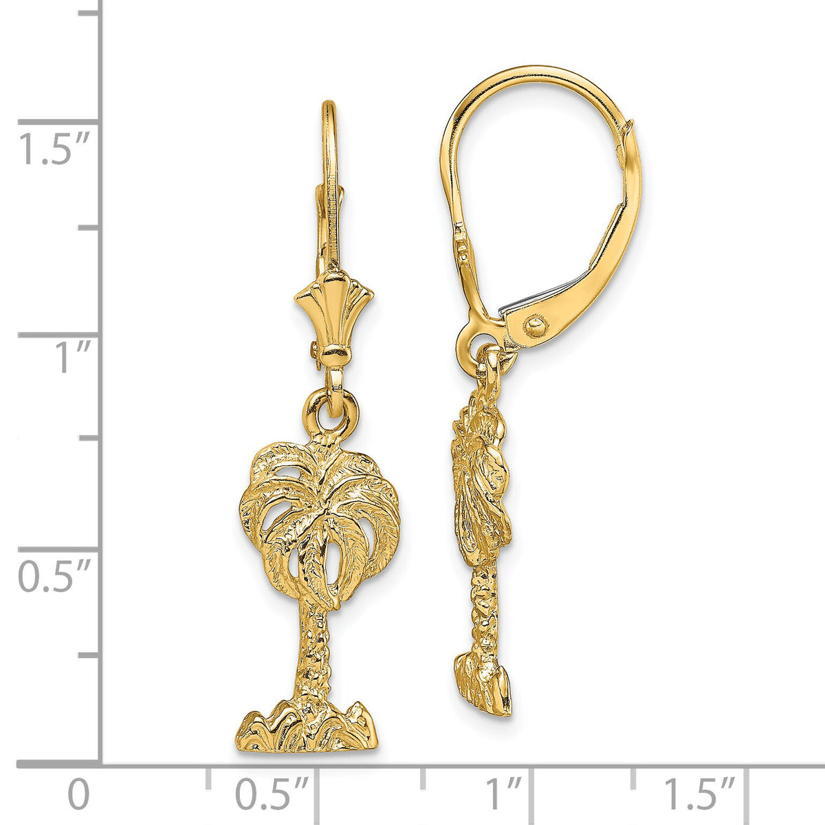14K Palm Tree Leverback Earrings-TF1837