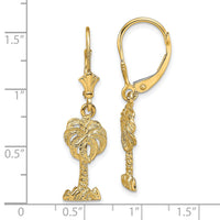 14K Palm Tree Leverback Earrings-TF1837