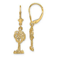 14K Palm Tree Leverback Earrings-TF1837