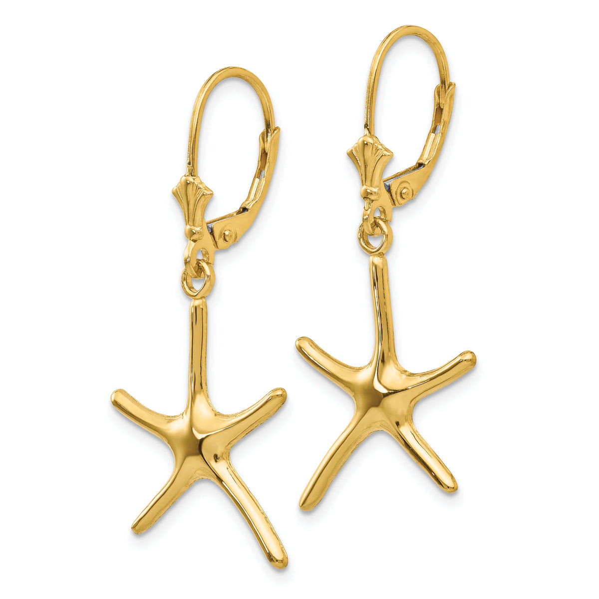 14K Dancing Starfish Leverback Earrings-TF1840