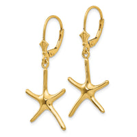 14K Dancing Starfish Leverback Earrings-TF1840