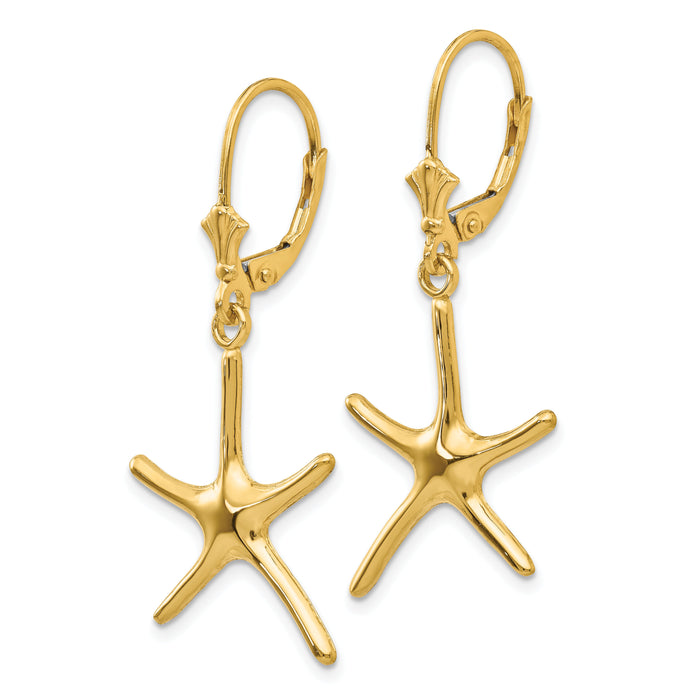14K Dancing Starfish Leverback Earrings-TF1840
