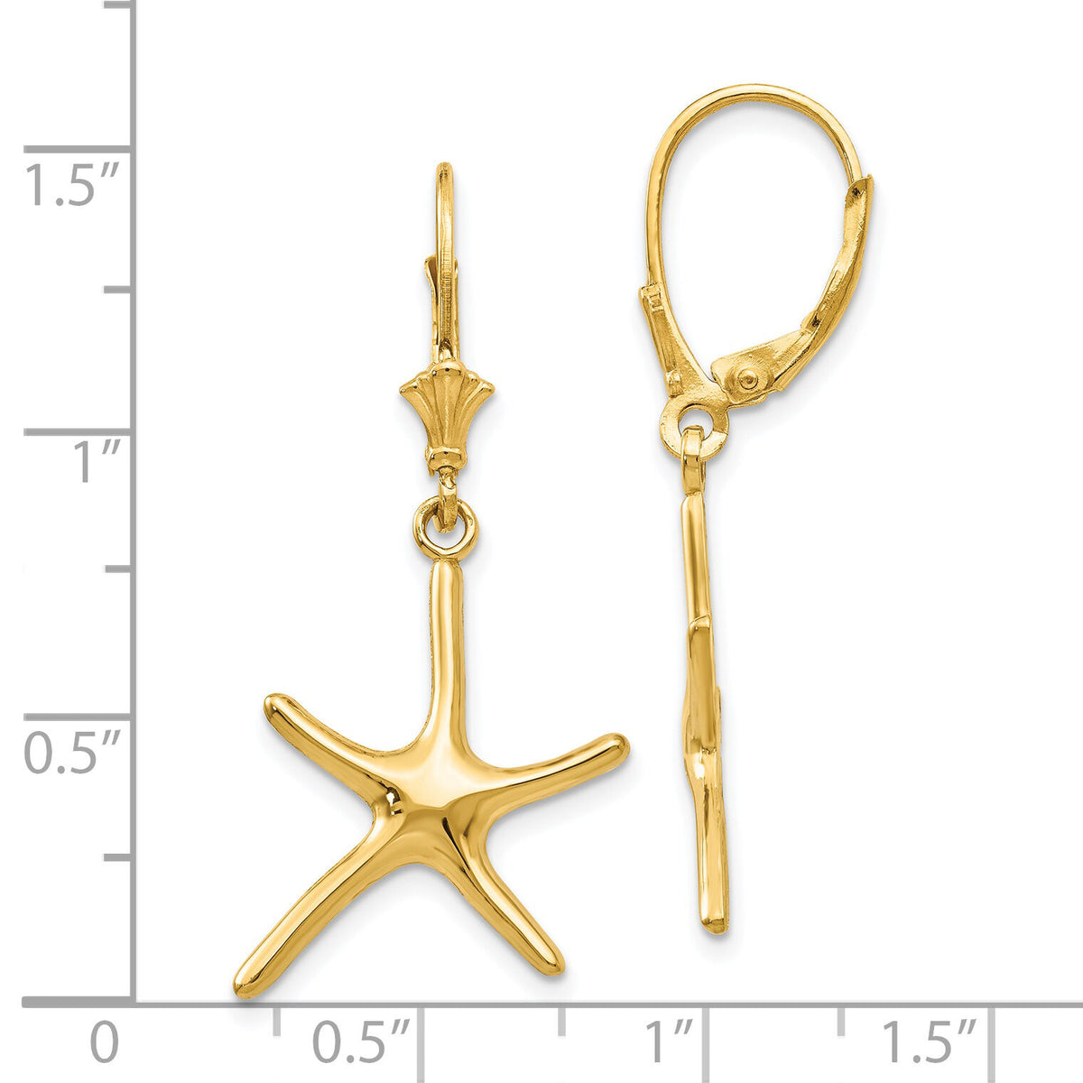 14K Dancing Starfish Leverback Earrings-TF1840