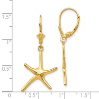 14K Dancing Starfish Leverback Earrings-TF1840