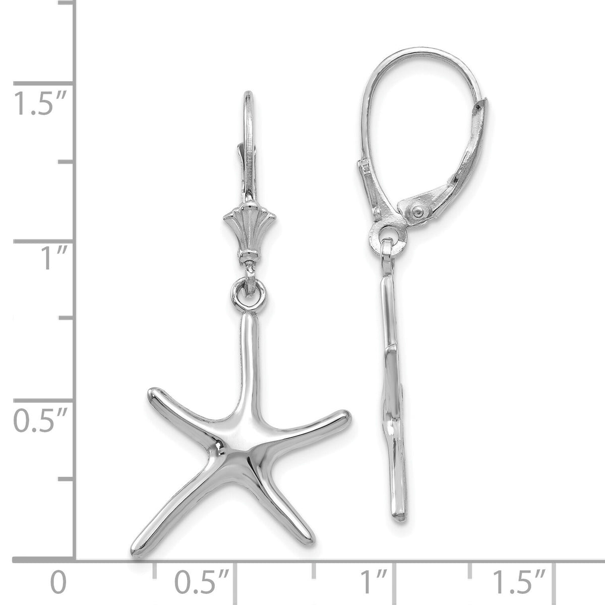14K White Gold Dancing Starfish Leverback Earrings-TF1840W