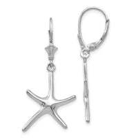 14K White Gold Dancing Starfish Leverback Earrings-TF1840W