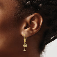 14K Mini Palmetto Palm Tree Leverback Earrings-TF1843