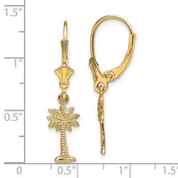 14K Mini Palmetto Palm Tree Leverback Earrings-TF1843