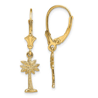 14K Mini Palmetto Palm Tree Leverback Earrings-TF1843