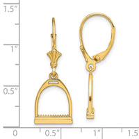 14K 3-D Small Horse Stirrup Leverback Earrings-TF1844