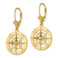 14K Nautical Compass Leverback Earrings-TF1845