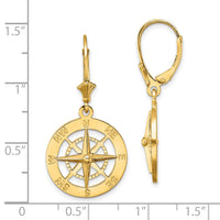 14K Nautical Compass Leverback Earrings-TF1845